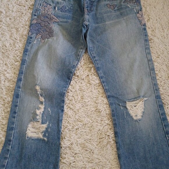 Vintage Abercrombie & Fitch Women’s Jeans 4 USA Embroidered Distress Bootcut Y2K - Picture 5 of 10